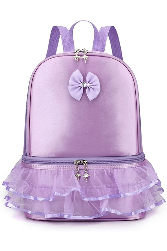 Ballet Bag Ballerina Dance Backpack with Separate Shoe Compartment for Dance Bag Gymnastics Latin Dance Yoga Storage Bag (Purple)