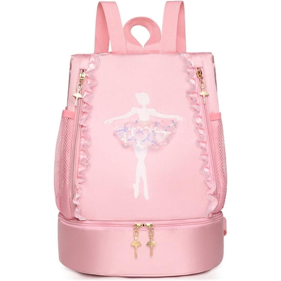 BTEPSGA Ballet Dance Backpack with Separate Shoe Compartment,Ballerina Bag for Dance Bag Gymnastics Latin Dance Yoga Tap Dance Jazz Storage Bag (Pink)