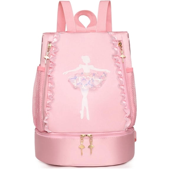 BTEPSGA Ballet Dance Backpack with Separate Shoe Compartment,Ballerina Bag for Dance Bag Gymnastics Latin Dance Yoga Tap Dance Jazz Storage Bag (Pink)