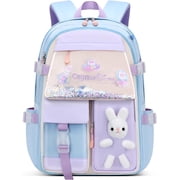 BTEPSGA Bunny Backpack, Kawaii Backpack Cute Sequin Bag, Back Protection Lightweight Backpack,Blue
