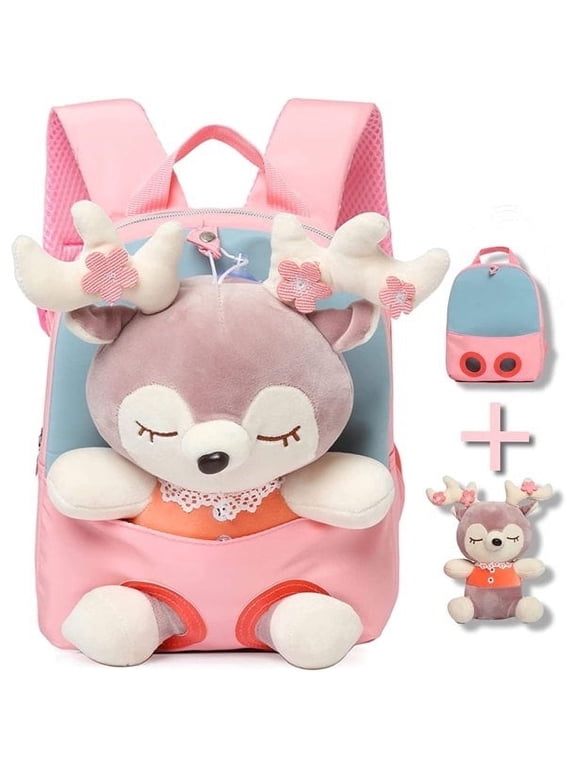 Cute Stuffed Deer Backpack, Mini Backpack for Plush Toys 2 3 4 5 6 Years Old