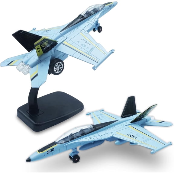 BTEPSGA Fighter Jet Army Military Air Force Airplane Toy Pull Back Aircraft Die Cast Metal Model Plane Collection with Lights and Sounds for Kids Age 3+,Blue