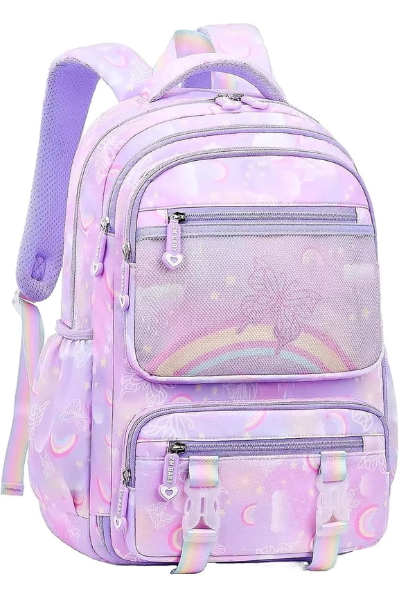 Kawaii Backpack, Large Butterfly Backpack Multi-Pocket, Purple