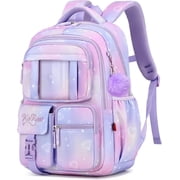 Ludolm Kawaii Backpack , Multi-Pocket College Bags Backpack , Purple