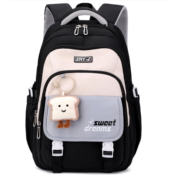 BTEPSGA Large Laptop Backpack for Teen Aesthetic Schoolbag Middle School Backpack travel daypack,Black