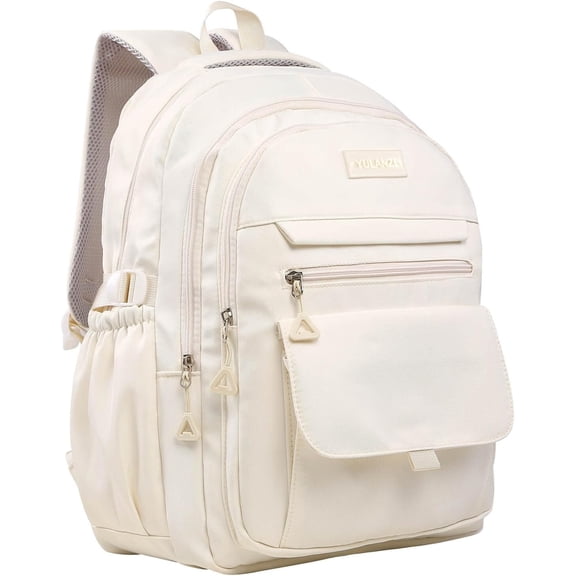 BTEPSGA Large School Backpack, College Aesthetic Laptop Bookbag for Women,Beige