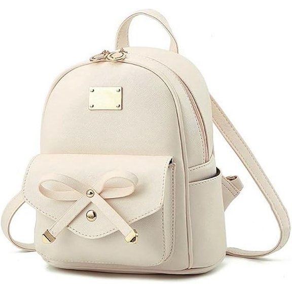 BTEPSGA PU Leather Mini Backpack Purse Cute Bowknot Fashion Small Backpack Purses for Women, White