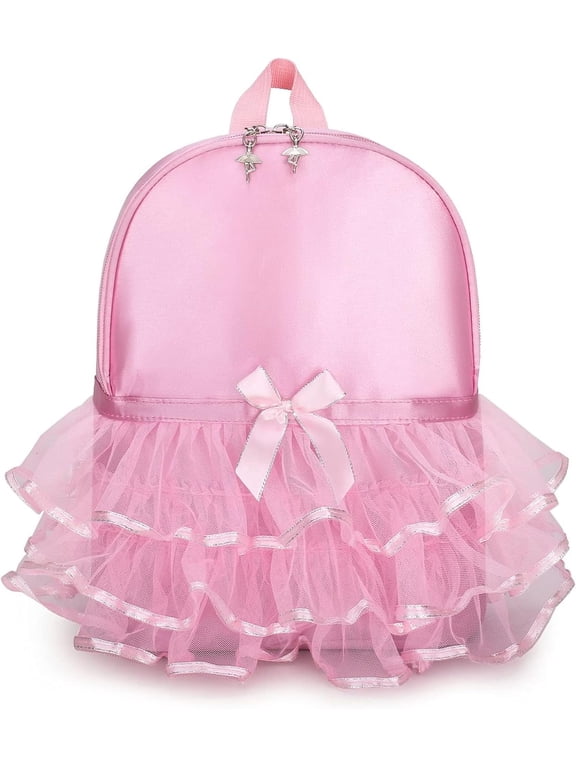 Princess Ballerina Backpack Dance Bag Nylon Backpack (Pink)