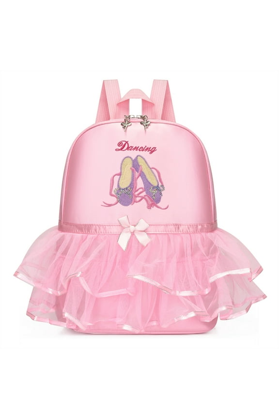 Princess Ballerina Backpack Dance Bag Nylon Backpack (Pink)