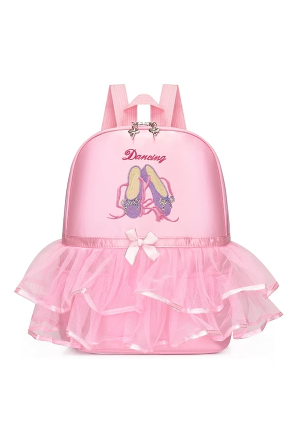 Princess Ballerina Backpack Dance Bag Nylon Backpack (Pink Dance Shoes)