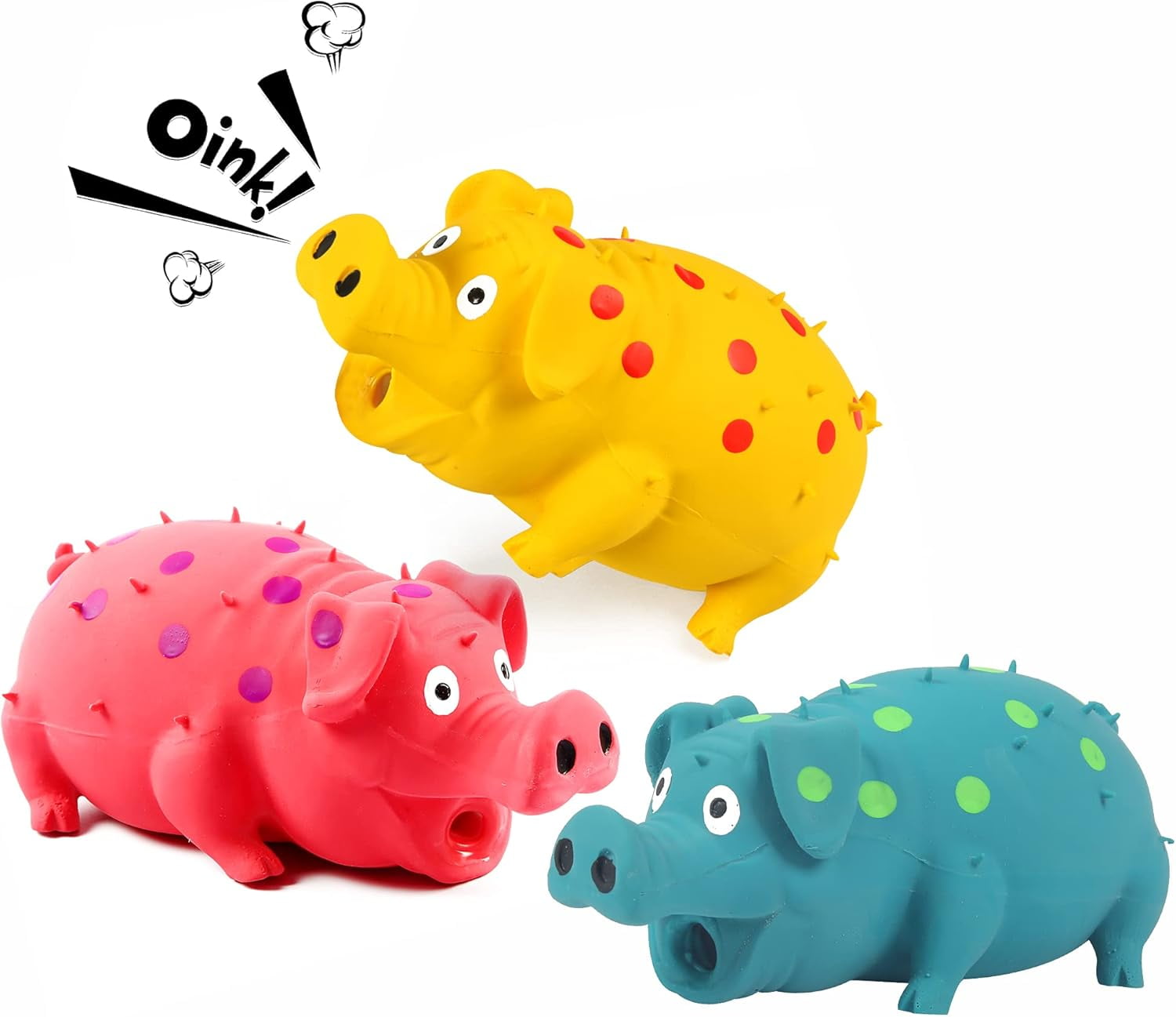 BTEPSGA Squeaky Pig Dog Toys, 2 Pack Grunting Pig Dog Toy That Oinks Grunts, Durable Rubber Pig Squeaker Dog Puppy Chew Toys, Latex Interactive Squeak Funny Cute Dog Toy
