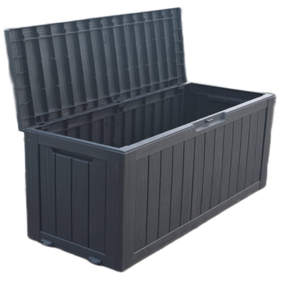 BTEXPERT 75 Gallon Resin Deck Box, Outdoor Storage Container Patio Garden Tools Cushions Pool Sports Waterproof Lock Steel insert n Set of 2