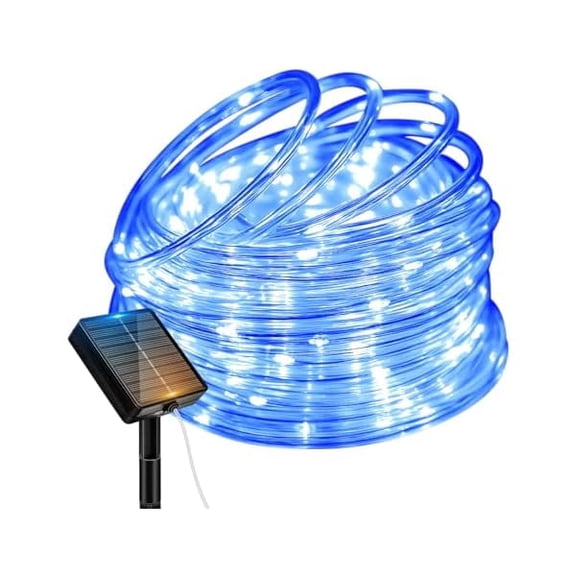 Solar String Lights Outdoor Waterproof, Solar Rope Lights Outdoor, 120Led 46Ft, 8 Lighting Modes Tree Tube Fairy Light Solar Powered for Garden Yard Party Decor, Blue, Fairy Lights Solar