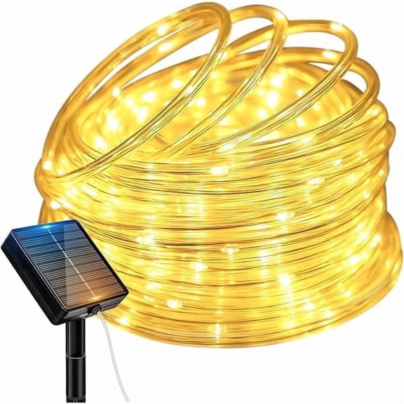 Solar Rope Lights Outdoor Waterproof, 120 LED 46FT Solar String Lights, 8 Lighting Modes, Warm White Tube Fairy Lights for Garden, Patio, Fence, Yard Decor