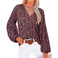 thumbnail image 1 of BTFBM Blouses for Women Dressy Casual Floral Summer Boho Tops V Neck Lightweight Long Sleeve Shirts Spring Clothes, 1 of 6