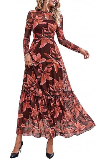long sleeve boho dresses for women Bohemian SKU|W-RITA-BLK02 Color:British Tan-Ivory Haute couture made Paris Boho lace maxi Zipper Back Embellishment