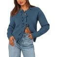 thumbnail image 1 of BTFBM Bow Cropped Cardigan Sweaters for Women Fall Winter Open Front Sweater Long Sleeve Button Fashion Spring Clothes, 1 of 10