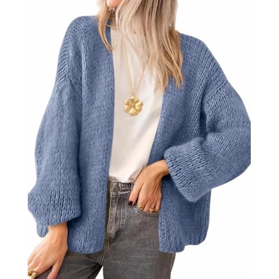 BTFBM Cardigan Sweaters for Women Fall Fashion Clothes | No Button No Pocket Design, Chunky Knit Open Front Cardigans, Ribbed Cuff Long Sleeve Sweater, Loose Winter Coat Clothing