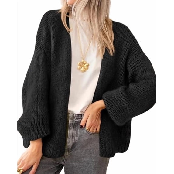 BTFBM Cardigan Sweaters for Women Fall Fashion Clothes | No Button No Pocket Design, Chunky Knit Open Front Cardigans, Ribbed Cuff Long Sleeve Sweater, Loose Winter Coat Clothing