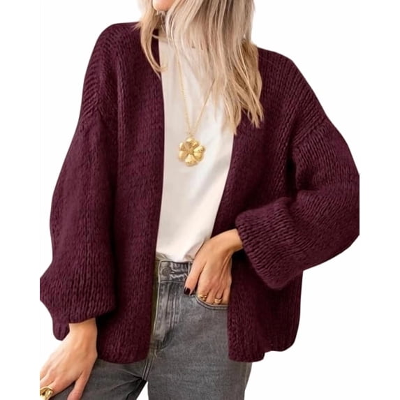 BTFBM Cardigan Sweaters for Women Fall Fashion Clothes | No Button No Pocket Design, Chunky Knit Open Front Cardigans, Ribbed Cuff Long Sleeve Sweater, Loose Winter Coat Clothing