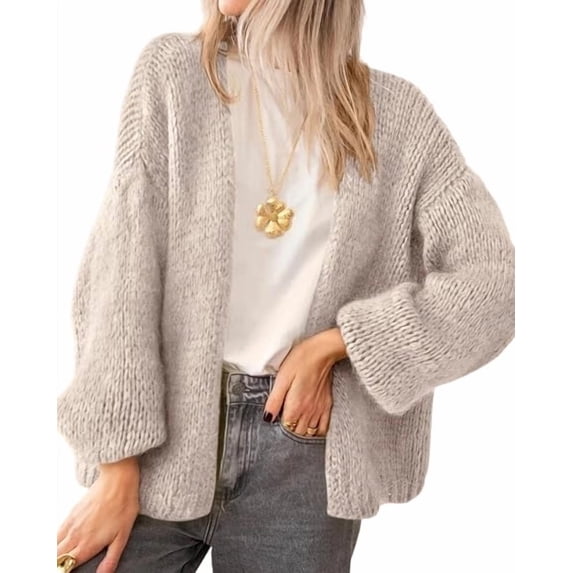 BTFBM Cardigan Sweaters for Women Fall Fashion Clothes | No Button No Pocket Design, Chunky Knit Open Front Cardigans, Ribbed Cuff Long Sleeve Sweater, Loose Winter Coat Clothing