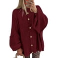 thumbnail image 1 of BTFBM Cardigan Sweaters for Women Fall Clothes Lantern Long Sleeve Button Open Front Chunky Knit Oversized Sweater, 1 of 10