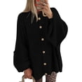 thumbnail image 1 of BTFBM Cardigan Sweaters for Women Fall Clothes Lantern Long Sleeve Button Open Front Chunky Knit Oversized Sweater, 1 of 10