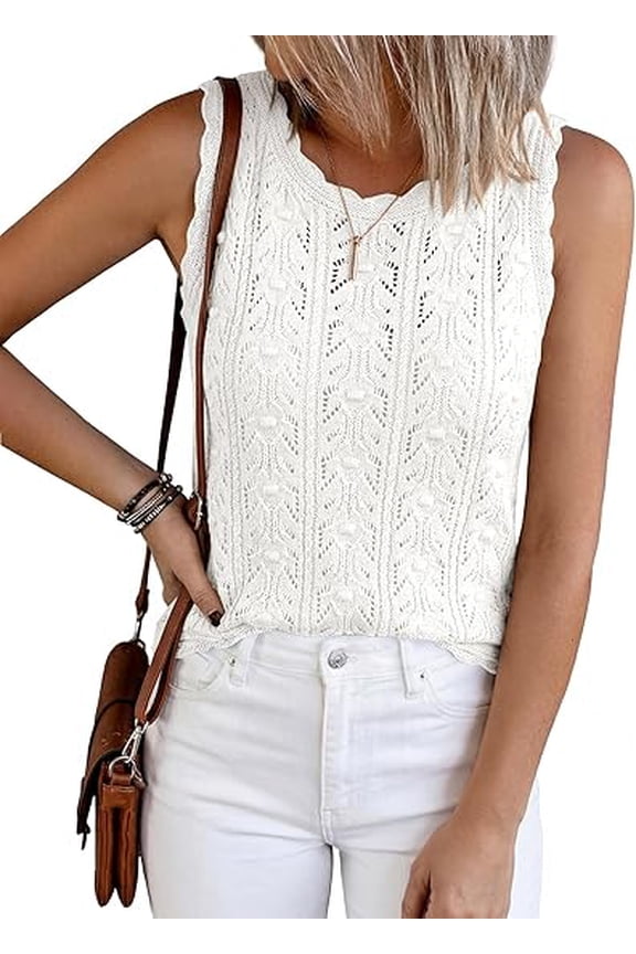 Crochet Tops for Women Sleeveless Knit Sweater Vest Tank Top Summer Spring Cover Ups Beach Vacation Clothes
