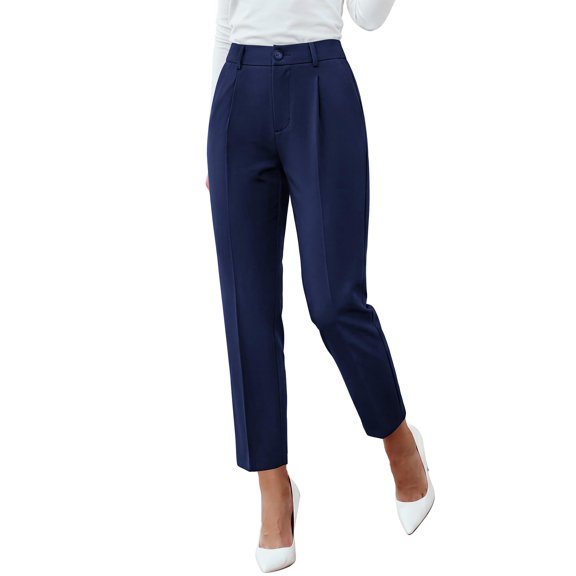 BTFBM Dress Pants Women Work Business Office Ankle Trousers Pockets Straight Leg Pleated Womens Slacks,Tapered Trousers for Work Office,Elastic Back High Waist,Fall Business Casual Outfits