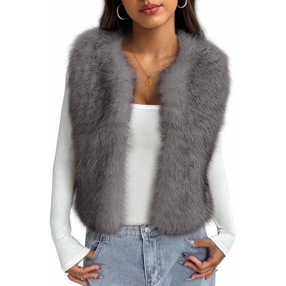 BTFBM Faux Fur Vest Women Fall Fashion Sleeveless Fuzzy Jacket Fluffy ...