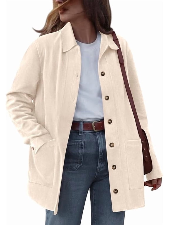 Faux Suede Jacket Women Fall Fashion Leather Jackets Long Sleeve Button Down Winter Coats Shackets Outerwear