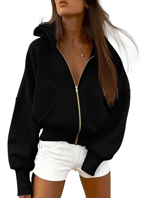 Hoodies For Women Sweatshirt Fall Fashion Clothing Long Sleeve Fleece Jacket Winter Outfits Y2k Zip Up Hoodie