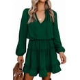 thumbnail image 1 of BTFBM Long Sleeve Summer Dresses for Women Casual Tie Neck Ruffle Tiered A Line Mini Spring Wedding Guest Dress, 1 of 9
