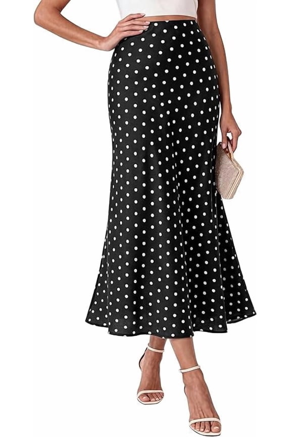 Maxi Skirts for Women Summer Spring Boho Lightweight A Line High Waisted Wedding Guest Party Silk Midi Skirt