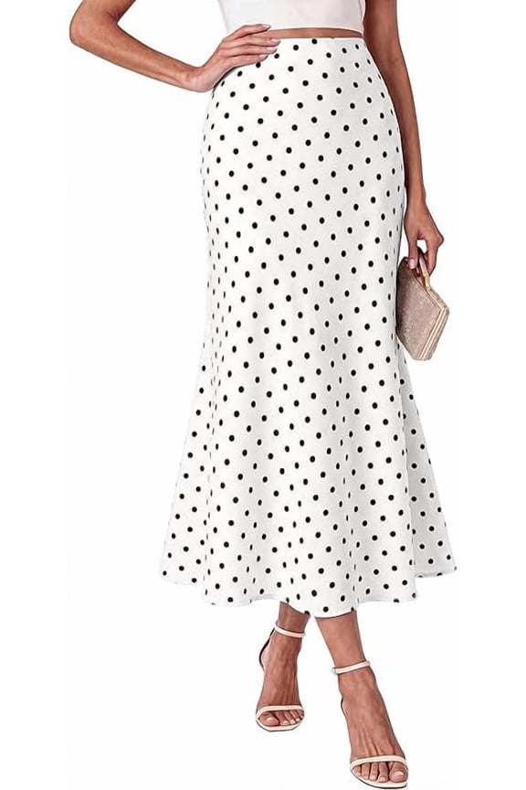 Maxi Skirts for Women Summer Spring Boho Lightweight A Line High Waisted Wedding Guest Party Silk Midi Skirt