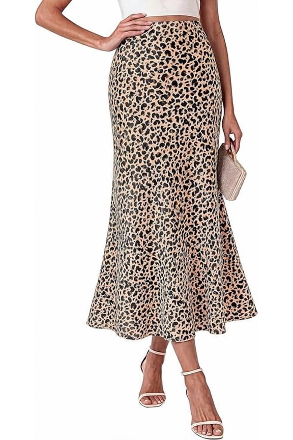 Maxi Skirts for Women Summer Spring Boho Lightweight A Line High Waisted Wedding Guest Party Silk Midi Skirt