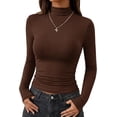 thumbnail image 1 of BTFBM Mock Tops for Women Fitted Long Sleeve Shirts Fall Fashion Clothing Thermal Layering Undershirts Going Out Outfits, 1 of 9