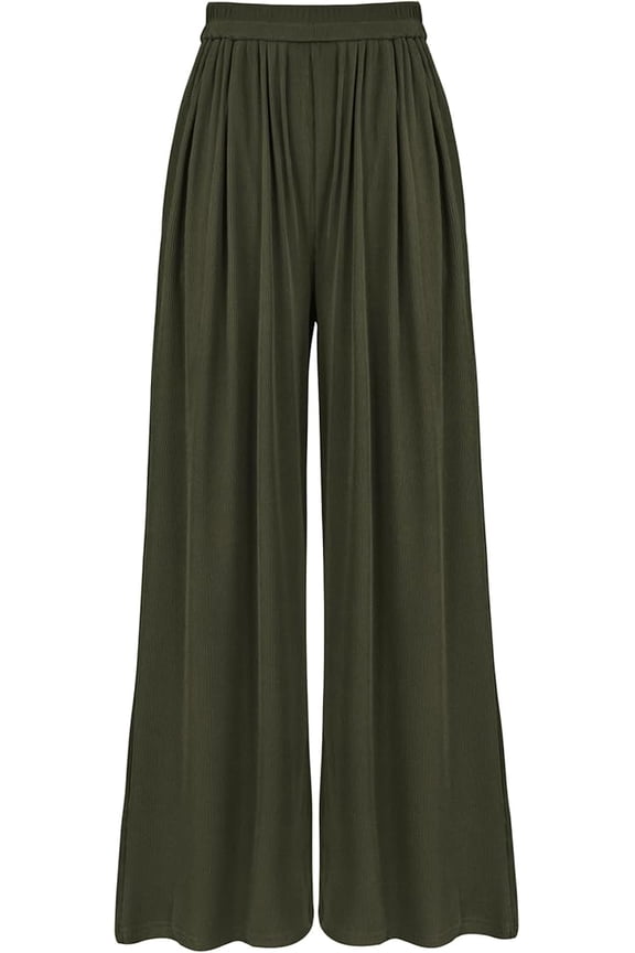 Palazzo Pants for Women Spring Summer Clothes Pockets High Waist Casual Knit Flowy Wide Leg Trousers