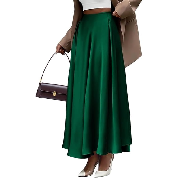 BTFBM Satin Skirts for Women Summer Elegant Flowy A-Line Cocktail Formal Silk Spring Maxi Skirt Night Out Outfits