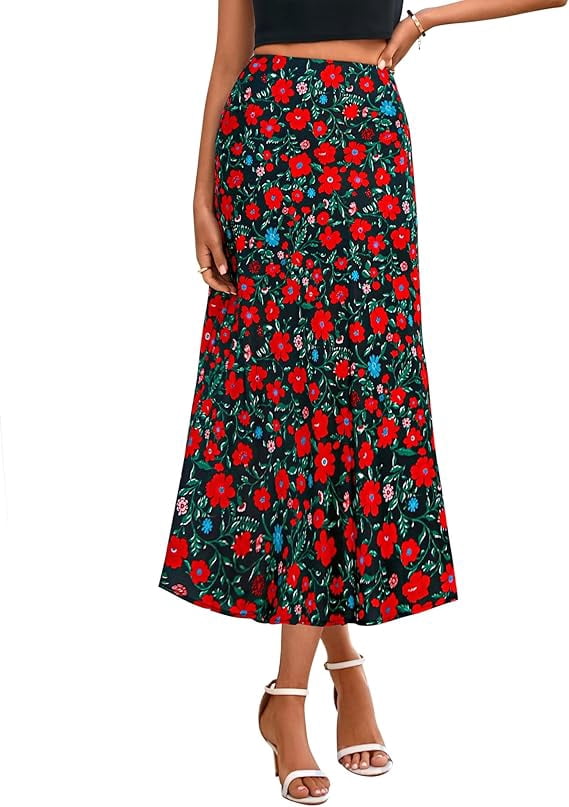 BTFBM Satin Skirts for Women Trendy Spring Summer High Waisted Leopard ...