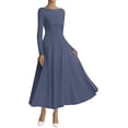 thumbnail image 1 of BTFBM Spring Dresses for Women Trendy Boat Neck Long Sleeve A Line Flowy Knit Loose Casual Elegant Party Maxi Dress, 1 of 9