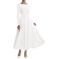 thumbnail image 1 of BTFBM Spring Dresses for Women Trendy Boat Neck Long Sleeve A Line Flowy Knit Loose Casual Elegant Party Maxi Dress, 1 of 9