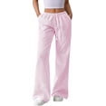 thumbnail image 1 of BTFBM Striped Wide Leg Pants for Women Spring Summer Drawstring Lounge PJ Beach Bottoms Casual Trousers Pockets, 1 of 9