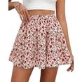 thumbnail image 1 of BTFBM Summer Skirts for Women Floral High Waist Shorts Underneath Boho Tiered Flowy Tennis Skorts Casual Mini Skirt, 1 of 7