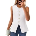thumbnail image 1 of BTFBM Summer Sleeveless Blazer Vest For Women Dressy Button Down Round Neck Business Casual Outfits Work Suit Vests Tops, 1 of 7