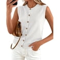 thumbnail image 1 of BTFBM Sweater Vest Women Casual Crewneck Loose Button Down Knit Sleeveless Cardigan Spring Clothes Summer Vest Tops, 1 of 8