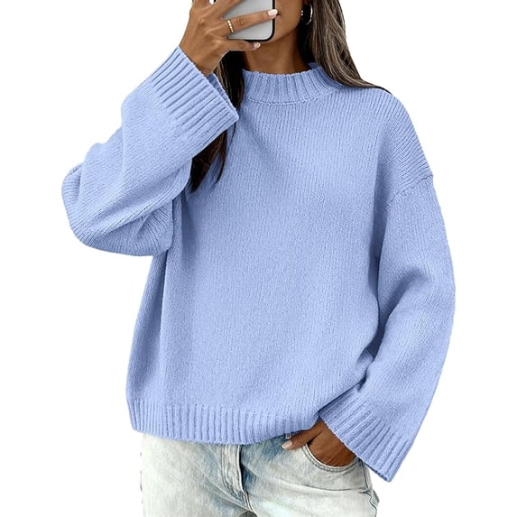 BTFBM Sweaters for Women Casual Crewneck Long Sleeve Loose Ribbed Knit Pullover Sweater Winter Clothes Fall Outfits