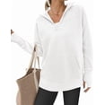thumbnail image 1 of BTFBM Sweaters for Women Fall Clothes Pocket Quarter Zip Pullover V Neck Long Sleeve Knit Trendy Winter Sweater, 1 of 8