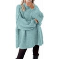 thumbnail image 1 of BTFBM Sweaters for Women Fall Long Sleeve Mock Neck Cable Knit Oversized Sweater Pullover Tops Thick Winter Clothes, 1 of 9