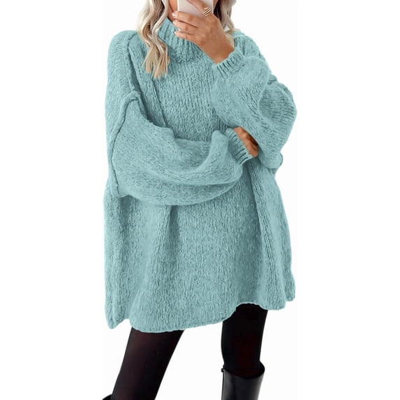 BTFBM Sweaters for Women Fall Long Sleeve Mock Neck Cable Knit Oversized Sweater Pullover Tops Thick Winter Clothes